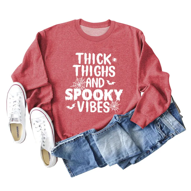 THICK THIGHS AND Loose Bottomed Long Sleeve Letter Sweater Women