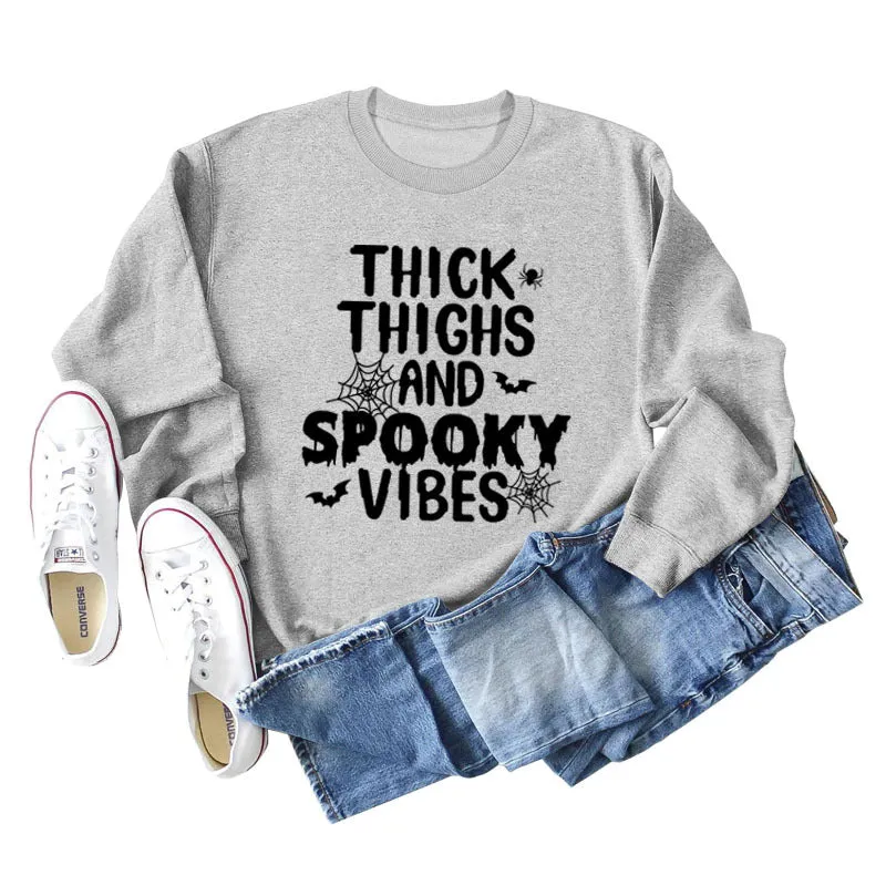 THICK THIGHS AND Loose Bottomed Long Sleeve Letter Sweater Women