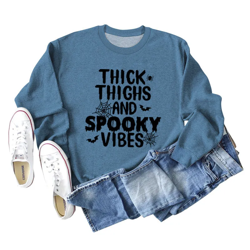 THICK THIGHS AND Loose Bottomed Long Sleeve Letter Sweater Women