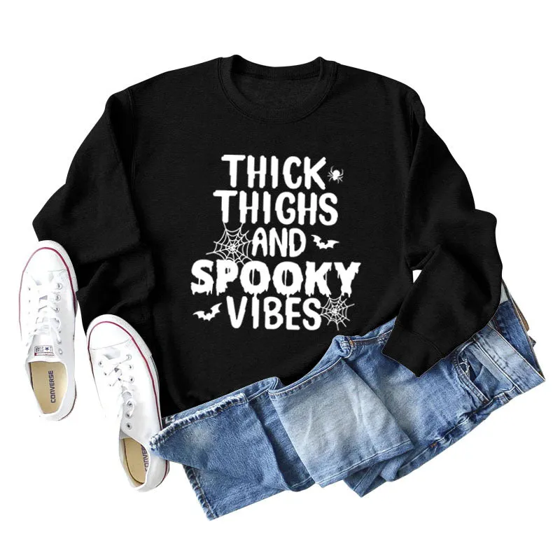 THICK THIGHS AND Loose Bottomed Long Sleeve Letter Sweater Women