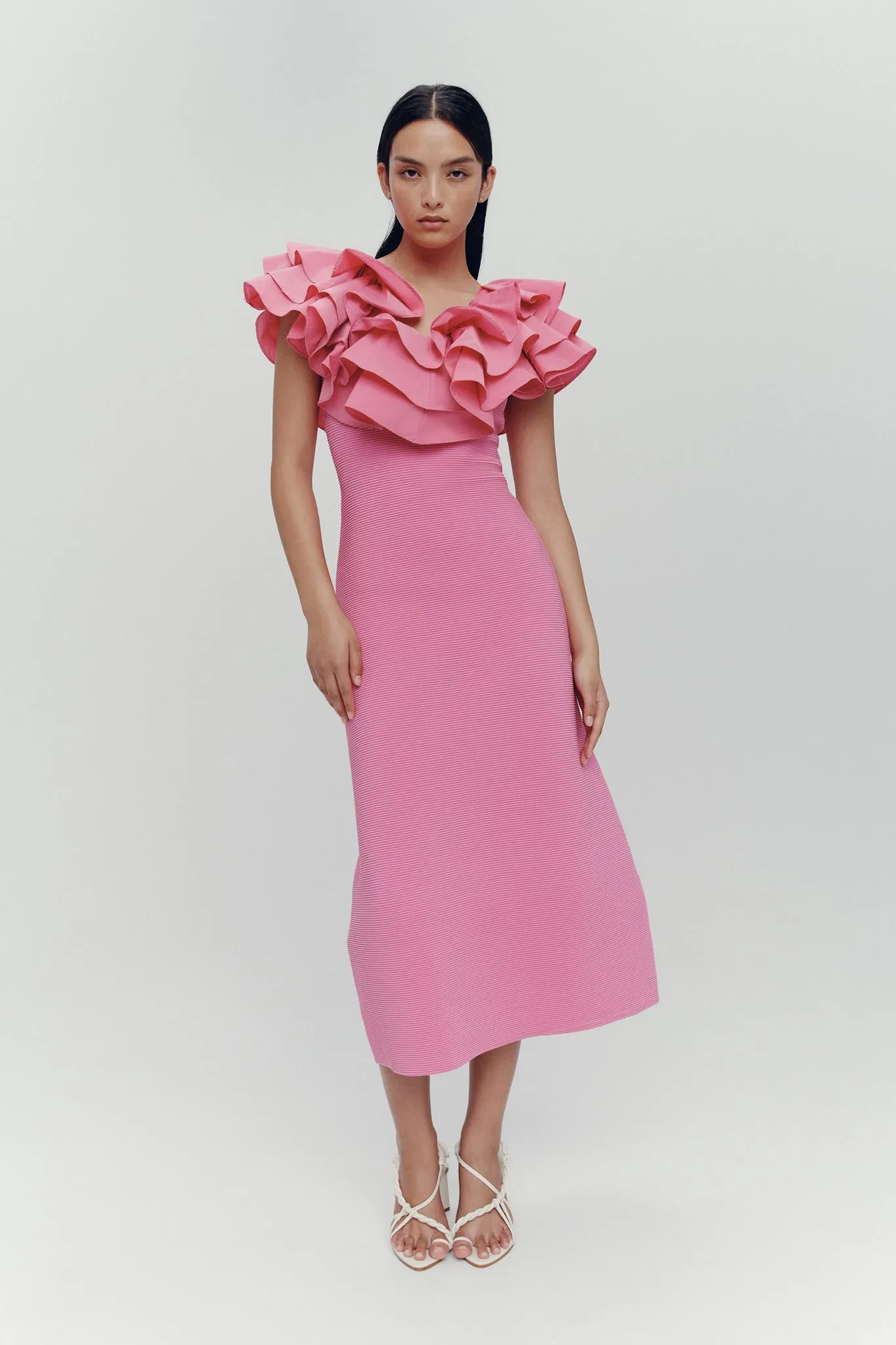 Transcendent Ruffle Midi Dress