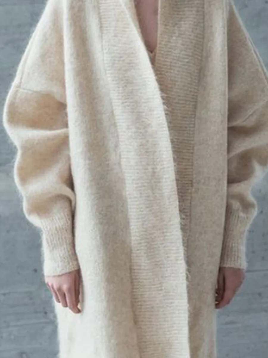 Women'S Fashion Casual Solid Color Long Fluffy Coat