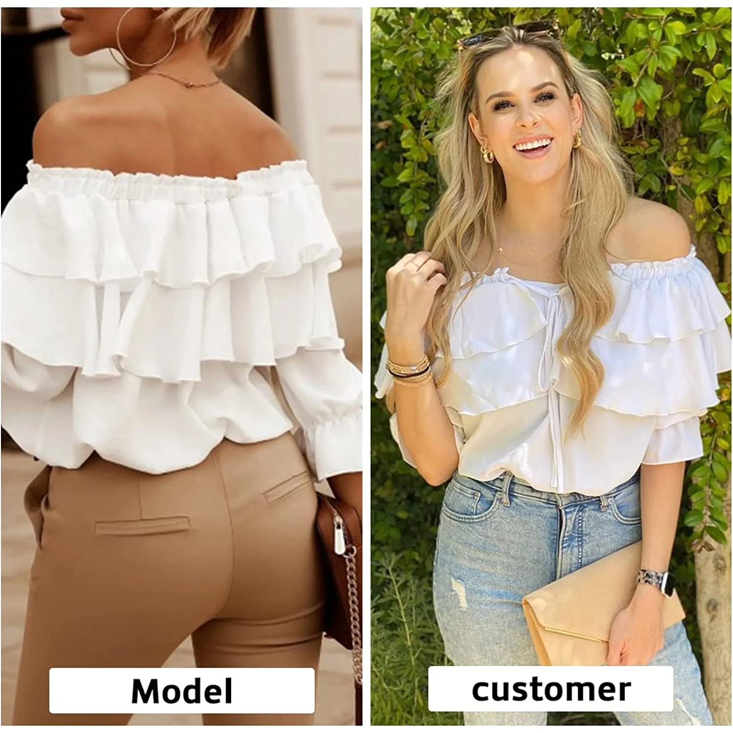 Women's Off Shoulder Ruffle Long Sleeve Shirt Casual Layered Top